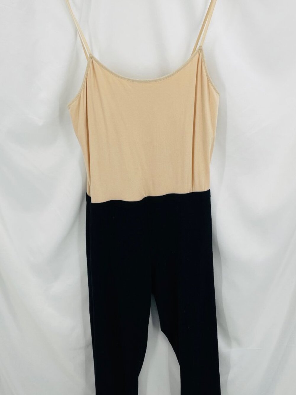 Y2K 1990s No Boundaries Beige and Black Spaghetti Strap Jumpsuit